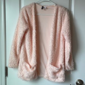 H&M Divided Blush Pink Eyelash Cardigan